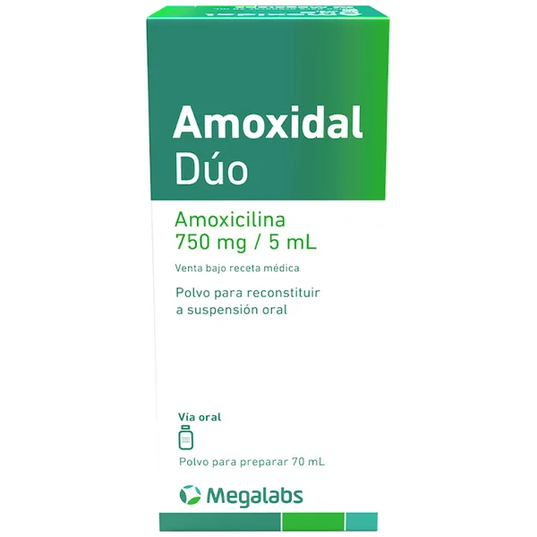 Amoxidal Dúo Amoxicilina 750Mg/5ml Megalabs Frasco X 70 Ml