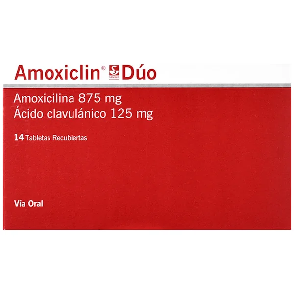 Amoxiclin Duo Amoxicilina + Ácido Clavulánico 875Mg/125mg Siegfried Caja X 14 Tabletas