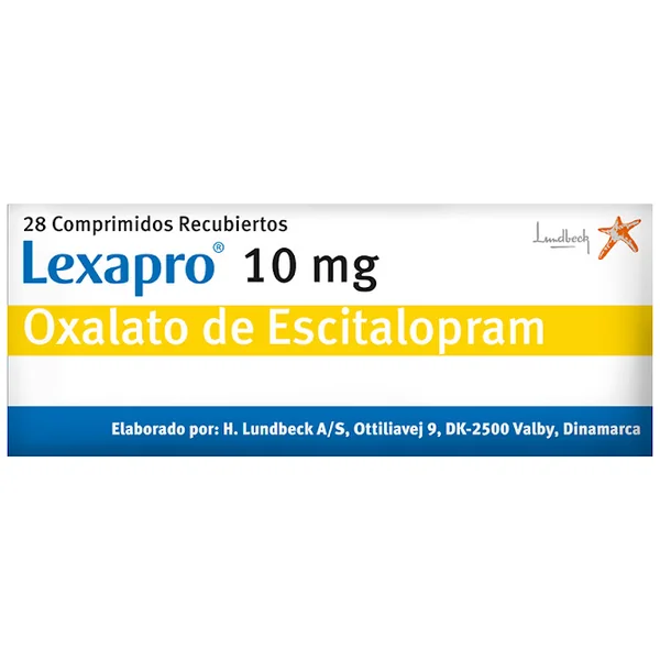Lexapro Oxalato De Escitalopram 10 Mg Abbott Caja X 28 Comprimidos