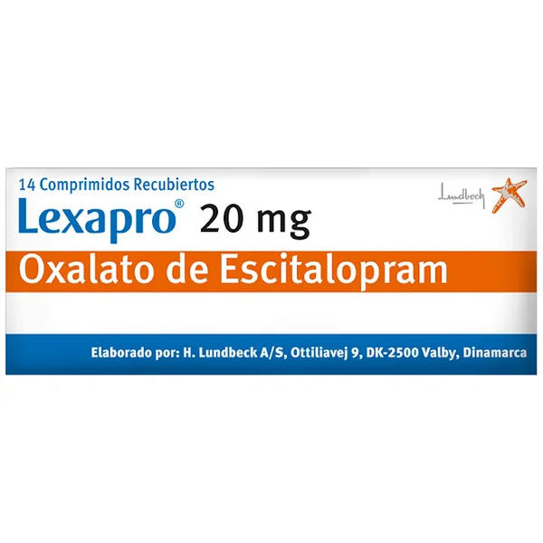 Lexapro Escitalopram 20 Mg Suiphar Caja X 14 Comprimidos