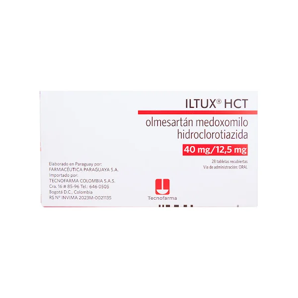 Iltux HCT Olmesartan Medoxomilo + Hidroclorotiazida 40Mg/12,5mg Tecnofarma Caja X 28 Tabletas