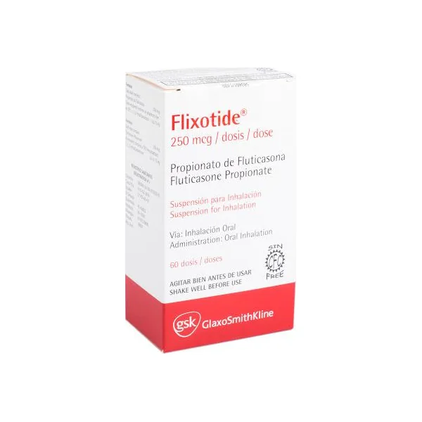 Flixotide Fluticasona 250 Mcg Glaxo Inhalador Frasco X 60 Dosis