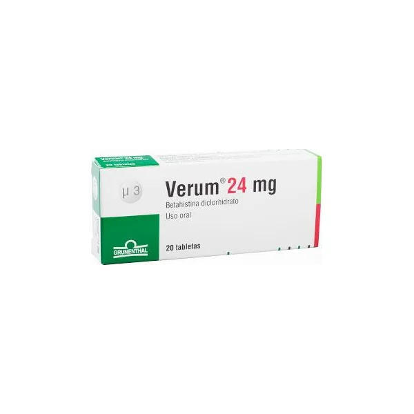 Verum Betahistina Diclorhidrato 24 Mg Grunenthal Caja X 20 Tabletas