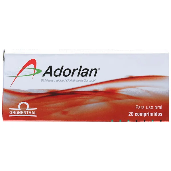 Adorlan Diclofenaco + Traadol 25Mg/25mg Grunenthal Caja X 20 Comprimidos