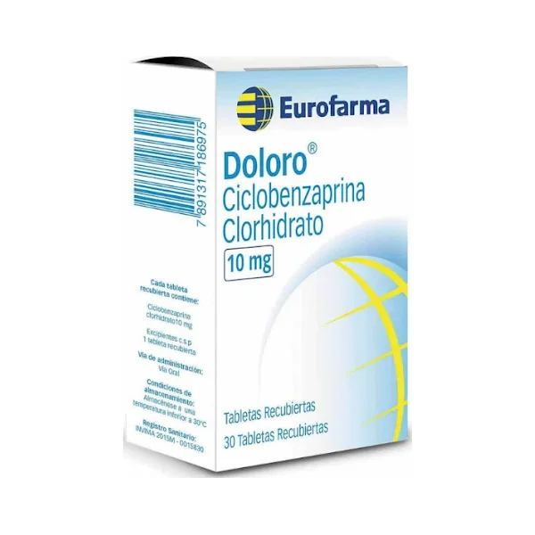 Doloro Ciclobenzaprina Clorhidrato 10 Mg Eurofarma Caja X 30 Tabletas