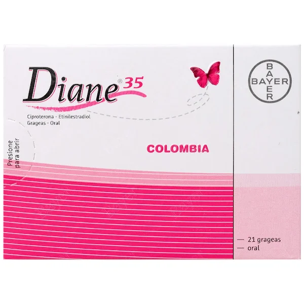 Diane 35 Ciproterona + Etinilestradiol 2Mg/35mcg Bayer Caja X 21 Grageas