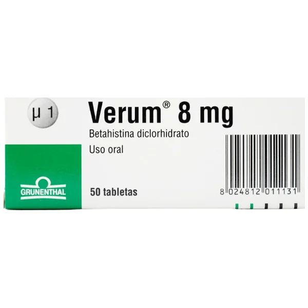 Verum Betahistina Diclorhidrato 8 Mg Grunenthal Caja X 50 Tabletas