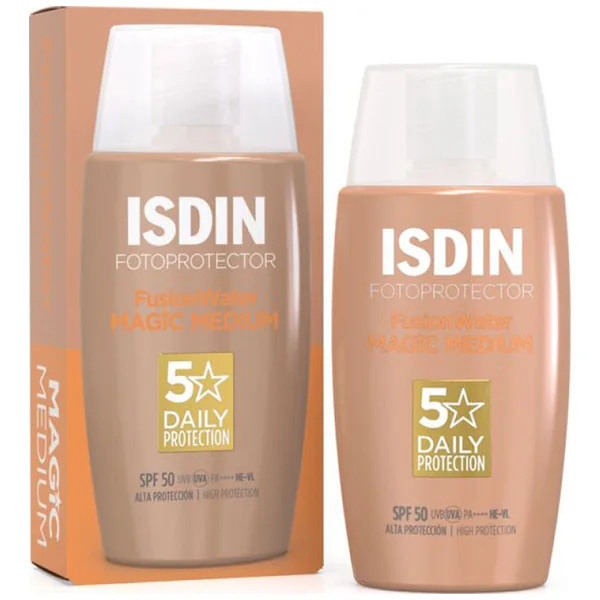 Fotoprotector Facial Isdin Fusion Water Magic Medium Con Color Spf 50 Frasco x 50 ml