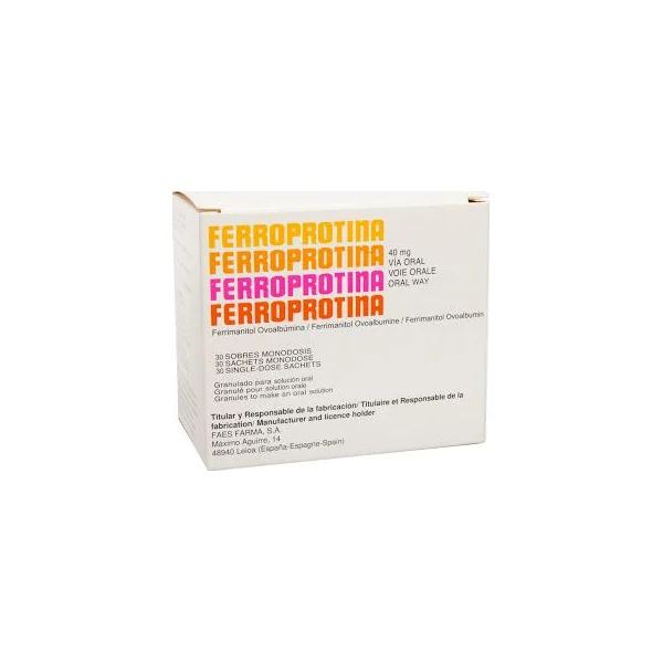 Ferroprotina Ferrimanitol Ovoalbumina 40 Mg Caja X 30 Sobres