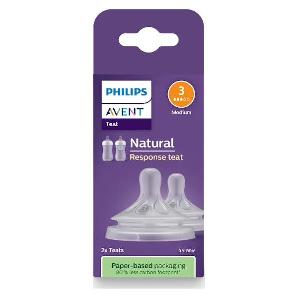 Tetina Avent Natural Response Con Válvula Anticólicos Flujo 3 3M+ X 2 Und