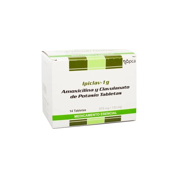 Ipiclav Amoxicilina Y Clavulanato De Potasio 875Mg/125mg Ipca Caja X 14 Tabletas