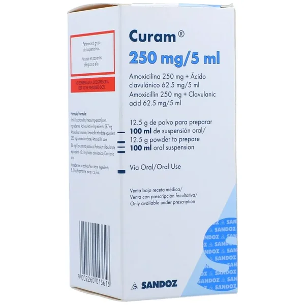 Curam (250Mg+62.5Mg)/5mL Susp Oral Frasco X 100 mL